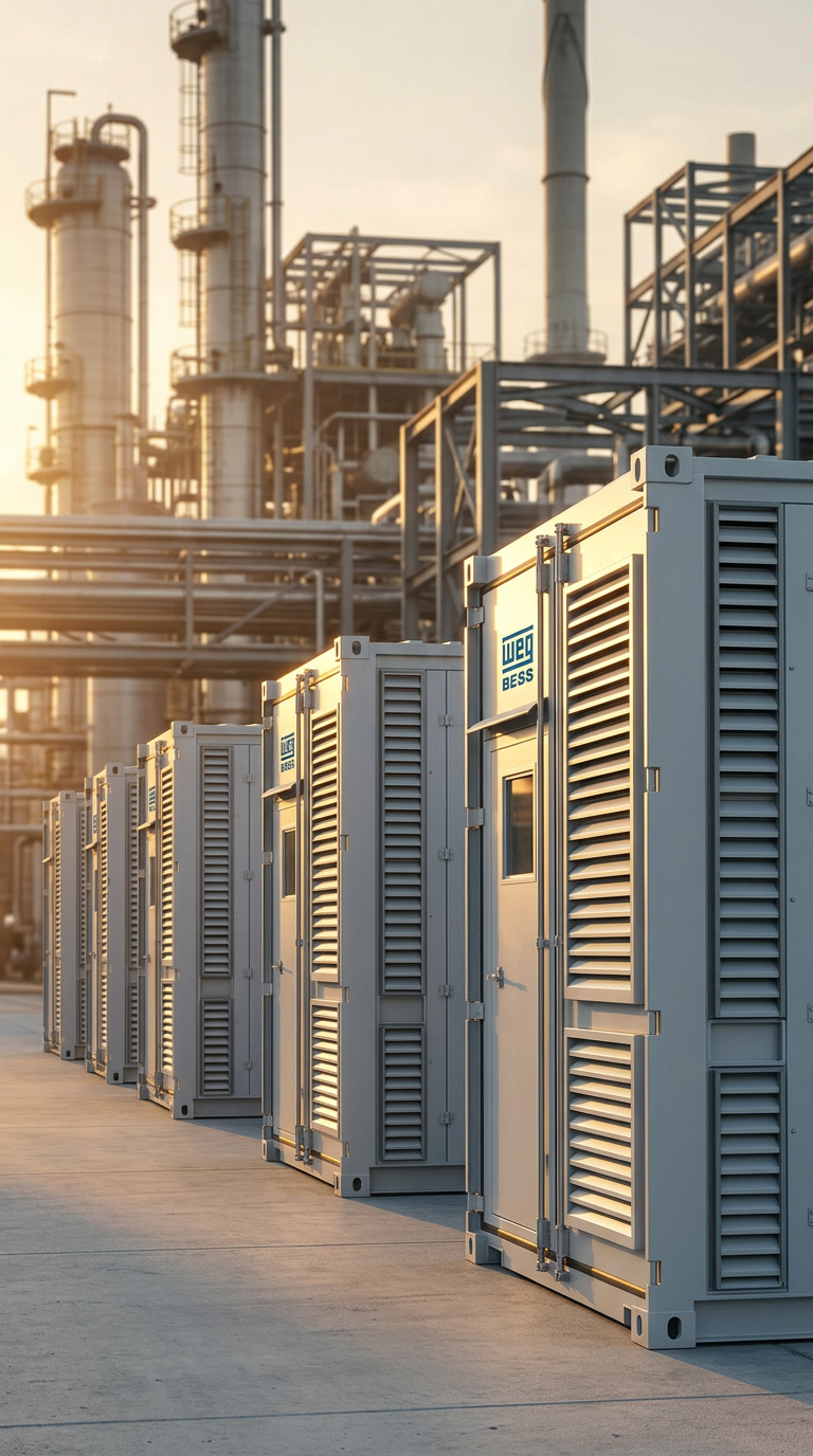 Pasillo de centro de datos con racks y sistema UPS con banco de baterías, curso DW5 Arquitectura Eléctrica Sustentable de ICEA